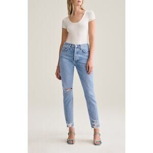 Agolde 'Jamie' Blue High Rise Classic Fit Denim Jean Size 24